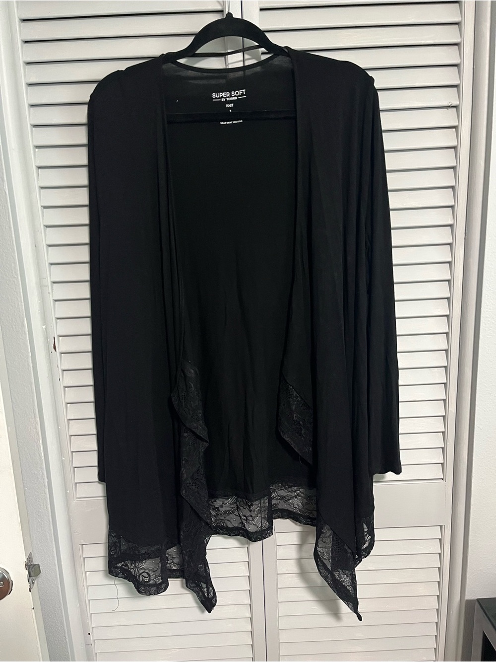 torrid Black Lace-Trim Open Cardigan